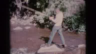 Cottonwood Arizona (1964): Man Fishing With Rod In A Stream In The Sun