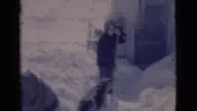 Clarkdale Arizona (1966): Children With A Dog Playing With Blocks Of Snow One Of