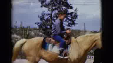 Clarksdale Arizona (1968): Boy Riding On The Horse Boy Riding On A Pony Cloudy Sky