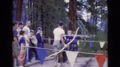 Clarksdale Arizona (1968): Boy Scouts Shooting Arrows With Bows In Forest While