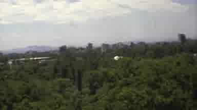 Mexico City (1973): Mountains Behind Cityscape Behind Lush Green Forest Under Many
