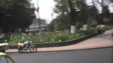 Mexico City (1973): Wide Square With Many Trees In The Middle Of A Street With A