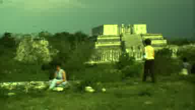 Yucatan Mexico (1973): Many People Walking Through A Tourist Area With Picturesque