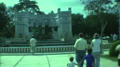 Yucatan Mexico (1973): Families And Individuals Walk Up To A Monument With A Water