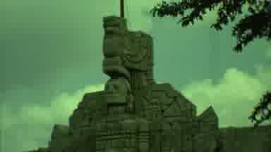 Yucatan Mexico (1973): Large Stonework Mayan Sculpture Of A Man With A Mythical