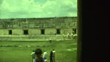 Yucatan Mexico (1973): People Are Watching Old Monumental Building Build With