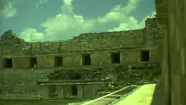 Yucatan Mexico (1973): Romanesque View With Beautiful Blue Skies & White Clouds In