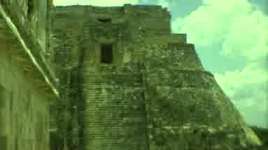 Yucatan Mexico (1973): Large Stone Pyramid And Small Brown Pyramid On A Bright