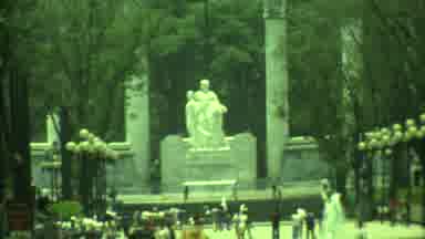 Yucatan Mexico (1973): Busy Square With A Large Statue In The Center With A