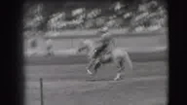Denver Colorado USA (1941): Man In A Hat Riding A Horse On A Display While People