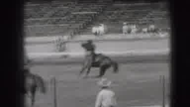 Denver Colorado USA (1941): A Person Riding A Horse And Then Jumping Off To Rope A