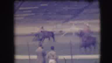 Denver Colorado USA (1941): Cowboy Jumps Off Steed To Lasso Young Horse As