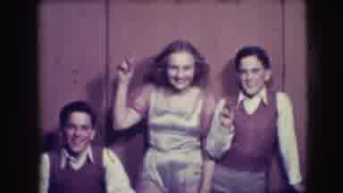 Joliet Illinois USA (1941): Young Girl Standing In Between Two Twin Brothers