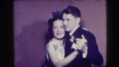 Joliet Illinois USA (1941): Old Grainy Film With Two Well Dressed Couples Dancing
