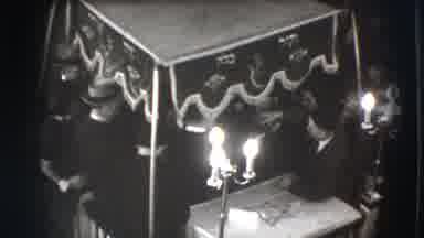Joliet Illinois USA (1941): Jewish Ceremony With Many People In Black Hats And