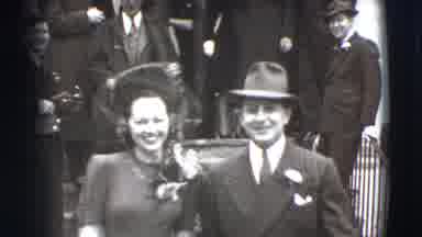 Joliet Illinois USA (1941): Happy Couple Walking Out Of A Church For A Wedding