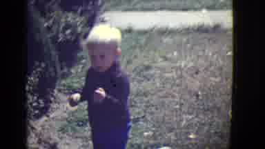 East Orange New Jersey (1946): Young Boy Toddler Checking Out The Front Yard Being