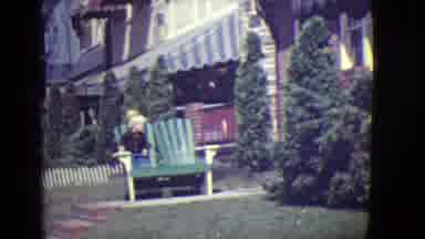 East Orange New Jersey (1946): Little Kid In Front Of Houses Walks On Grass Toward