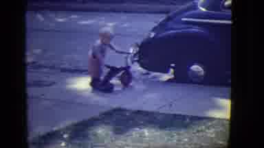 East Orange New Jersey (1946): Two Cute Children Are Playing With Their Bicycles