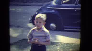 East Orange New Jersey (1946): Child Stands On Lawn Talking While Younger Boy