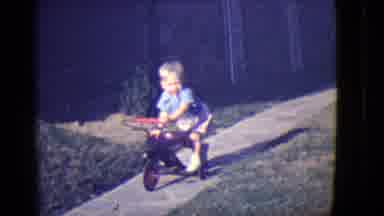 East Orange New Jersey (1946): Vintage Footage Of Blond Toddler Pushing Tricycle