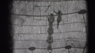 Ringling Brothers Sarasota Florida (1948): Six Trapeze Artists Performing High Up