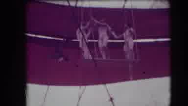 Ringling Brothers Sarasota Florida (1948): Two Men Watch As Third Trapeze Artist