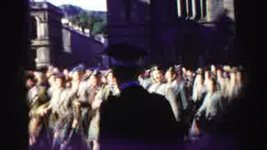 UNITED KINGDOM-1952: Parade People Band Marching Security Daytime Outdoors