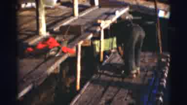 Baraboo Wisconsin USA (1953): Man Is Picking Fish Of A Dock And Walking Away With