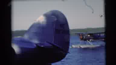 Baraboo Wisconsin USA (1953): Hydroplane Prepares To Take Off In River On A