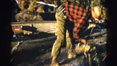 Baraboo Wisconsin USA (1953): Two Men In Red Plaid Shirts And Work Pants Are