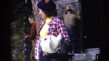 Baraboo Wisconsin USA (1953): People Dressed In Checkered Shirts Out In The Forest