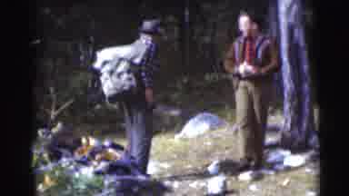 Baraboo Wisconsin USA (1953): Two Lumberjacks Talking Before Starting Their Work