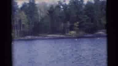Baraboo Wisconsin USA (1953): Landscape With Blue Water And Green Pine Trees