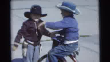Miami Florida (1956): Two Little Children Playing With One Sitting On The Bike