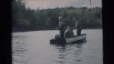 Miami Florida (1956): Three Men On Top Of A Boat On The Lake Fishing For Fish