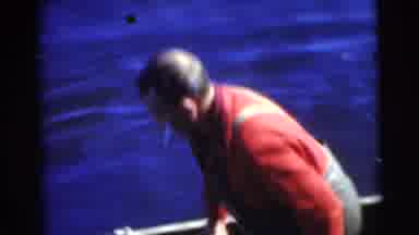 Miami Florida (1956): Two Men On The Fishing Boat On The River At Daytime