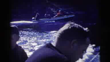Miami Florida (1956): People On A Motorized Boat At Medium Speed On A Sunny Day