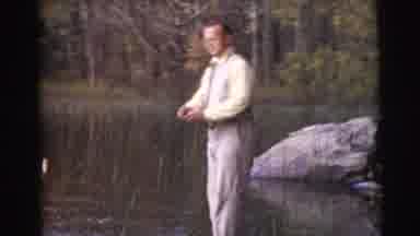 Miami Florida (1956): Man By Himself Fishing In A Lake During The Day With Trees