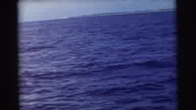 Miami Florida (1956): Man Wearing White Shirt Ties Thin Rope On Boat On Open Water