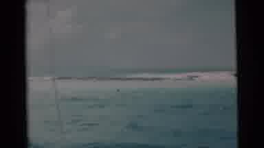 Miami Florida (1956): The Green-Blue Caribbean Ocean Waves Slosh Up Against The