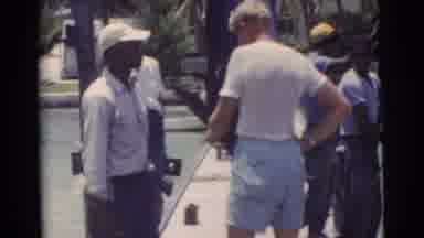 Miami Florida (1956): Two Men Talking Outside Near The Waterfront On A Pier