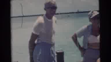 Miami Florida (1956): Man And Woman Dockside Watching Another Man Set Up A