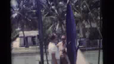 Miami Florida (1956): Two Men On A Pier With A Blue Swordfish Caught