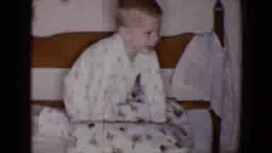 Tucson Arizona USA (1958): Two Little Boys Playing On Their Beds In White Pajamas