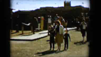 Tucson Arizona USA (1958): Lots Of People Walking On A Path With A Monument Behind