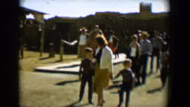Tucson Arizona USA (1958): Woman Accompanied By Two Boys Sightseeing On A Chilly