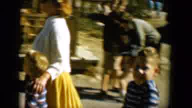 Tucson Arizona USA (1958): Mother Walking With Children Outside