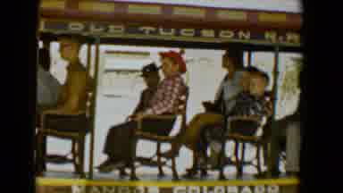 Tucson Arizona USA (1958): Many People Sitting On Chairs On An Open Railroad Car