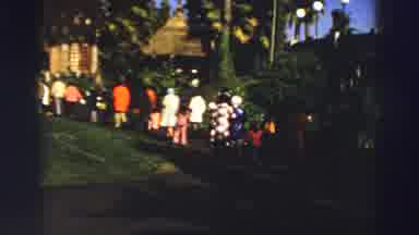 Lake Tahoe California (1969): View Of Palm Trees And People Walking Towards Brown